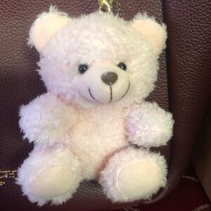 Bag charm purse charm, cute little teddy bear, new unused, soft pink